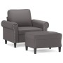 Sillón con taburete cuero sintético gris 60 cm by , Sofas - Ref: Foro24-3201202, Price: 205,30 €, Discount: %