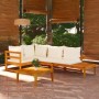 Set muebles de jardín 4 pzas cojines crema madera de acacia von , Gartensets - Ref: Foro24-3087276, Preis: 592,17 €, Rabatt: %