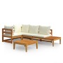 Set muebles de jardín 4 pzas cojines crema madera de acacia von , Gartensets - Ref: Foro24-3087276, Preis: 592,17 €, Rabatt: %