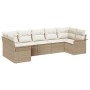 Conjunto de sofá de jardín con cojín 7 pcs Beige Poliratán