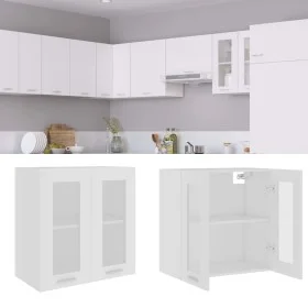 Weißer Hängeschrank aus technischem Glas und Holz, 60 x 31 x 60 cm von vidaXL, Küchenschränke - Ref: Foro24-802521, Preis: 58...