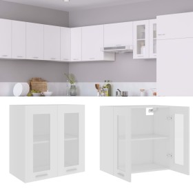 Weißer Hängeschrank aus technischem Glas und Holz, 60 x 31 x 60 cm von vidaXL, Küchenschränke - Ref: Foro24-802521, Preis: 59...