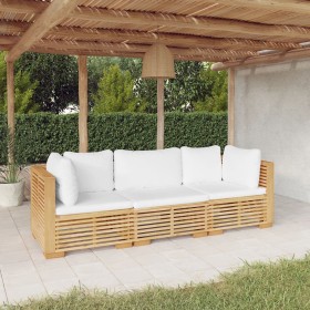 Juego muebles de jardín 3 piezas y cojines madera maciza teca de , Conjuntos de jardín - Ref: Foro24-3100865, Precio: 592,73 ...