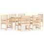 Juego de comedor de jardín 7 piezas madera maciza de pino