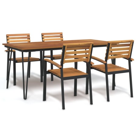 Juego de comedor de jardín 5 pzas madera maciza acacia y metal von , Gartensets - Ref: Foro24-3155418, Preis: 555,73 €, Rabat...