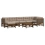 Juego muebles jardín 8 pzas y cojines madera maciza marrón miel by , Garden sets - Ref: Foro24-3185860, Price: 920,57 €, Disc...