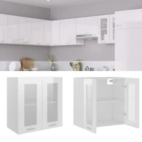 Glänzend weißer Hängeschrank aus technischem Glas und Holz von vidaXL, Küchenschränke - Ref: Foro24-802526, Preis: 70,81 €, R...