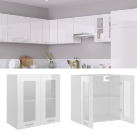 Glänzend weißer Hängeschrank aus technischem Glas und Holz von vidaXL, Küchenschränke - Ref: Foro24-802526, Preis: 73,33 €, R...