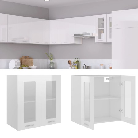 Glänzend weißer Hängeschrank aus technischem Glas und Holz von vidaXL, Küchenschränke - Ref: Foro24-802526, Preis: 73,33 €, R...