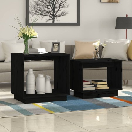Mesas de centro apilables 2 unidades madera maciza pino negro by , Coffee table - Ref: Foro24-813529, Price: 48,48 €, Discoun...