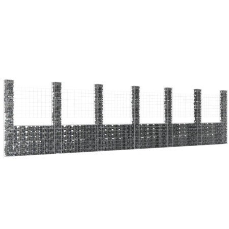 Cesta de gaviones forma de U 2 postes de hierro 740x20x200 cm by , fence panels - Ref: Foro24-151294, Price: 354,48 €, Discou...