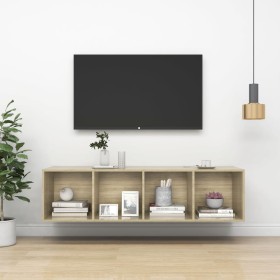 Mueble TV pared contrachapada color roble Sonoma 37x37x142,5 cm by , TV Furniture - Ref: Foro24-805492, Price: 61,21 €, Disco...