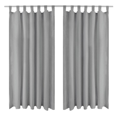 Cortinas de micro-raso con bucles 2 unidades 140x245 cm gris von , Vorhänge und Gardinen - Ref: Foro24-132215, Preis: 32,73 €...