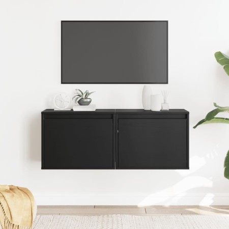 Armarios de pared 2 uds madera maciza pino negro 45x30x35 cm von , Regale und Regale - Ref: Foro24-813444, Preis: 83,44 €, Ra...