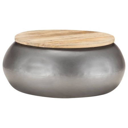Mesa de centro de madera maciza de mango gris 68x68x30 cm by , Coffee table - Ref: Foro24-323531, Price: 176,19 €, Discount: %