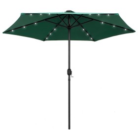 Sombrilla de jardín con luces LED palo de aluminio verde 270 cm by , Umbrellas - Ref: Foro24-47352, Price: 90,33 €, Discount: %