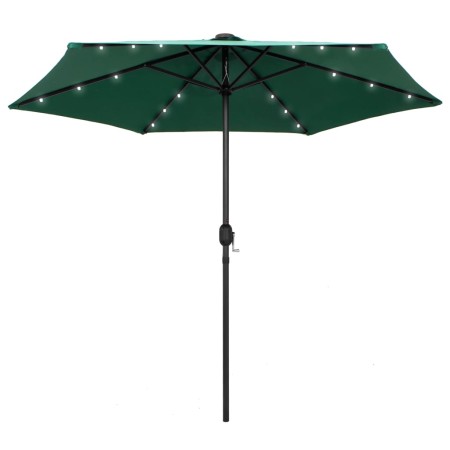 Sombrilla de jardín con luces LED palo de aluminio verde 270 cm by , Umbrellas - Ref: Foro24-47352, Price: 90,33 €, Discount: %