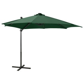 Sombrilla de jardín voladiza con palo y luces LED verde 300 cm de , Sombrillas - Ref: Foro24-312329, Precio: 191,31 €