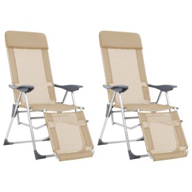 Sillas de camping plegables reposapiés 2 uds textilene crema de , Sillas de jardín - Ref: Foro24-360147, Precio: 162,75 €, De...
