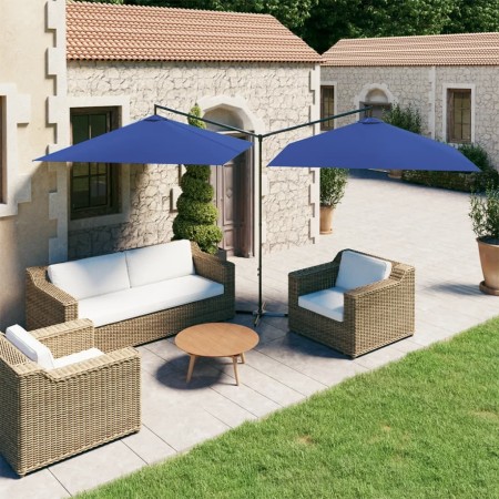 Sombrilla doble jardín con palo de acero azul celeste 600x300cm de , Sombrillas - Ref: Foro24-312561, Precio: 173,09 €