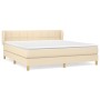 Cama box spring con colchón tela color crema 180x200 cm