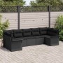Conjunto de sofá de jardín con cojín 7 pcs Negro Poliratán