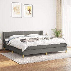 Cama box spring con colchón tela gris oscuro 200x200 cm Cama box spring con colchón tela gris oscuro 200x200 cm