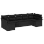 Conjunto de sofá de jardín con cojín 7 pcs Negro Poliratán