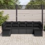 Conjunto de sofá de jardín con cojín 7 pcs Negro Poliratán