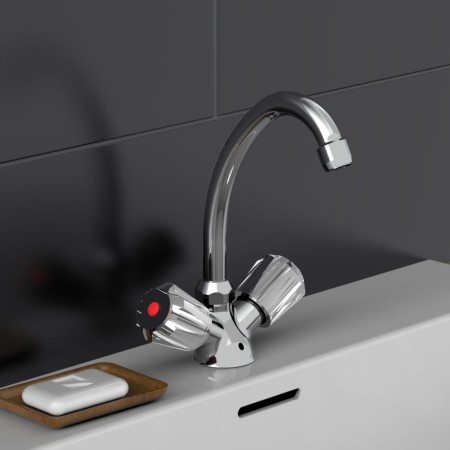 SCHÜTTE Grifo mezclador bimando para lavabo SAVINO cromado