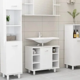 Badezimmerschrank weiß glänzend Sperrholz 60x32x53,5cm von vidaXL, Badezimmermöbel - Ref: Foro24-802639, Preis: 54,38 €, Raba...