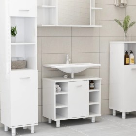 Badezimmerschrank weiß glänzend Sperrholz 60x32x53,5cm von vidaXL, Badezimmermöbel - Ref: Foro24-802639, Preis: 56,93 €, Raba...