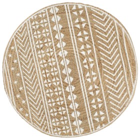 Alfombra de yute tejida a mano con estampado blanco 120 cm by , Rugs - Ref: Foro24-133693, Price: 44,14 €, Discount: %