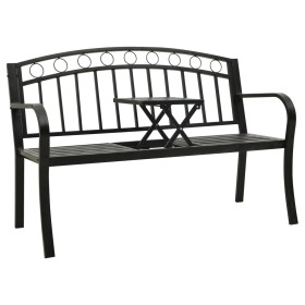 Banco de jardín con mesa acero negro 120 cm by , garden benches - Ref: Foro24-319584, Price: 129,18 €, Discount: %
