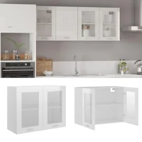 Hängeelement aus Glas und Holzwerkstoff, weiß glänzend von vidaXL, Küchenschränke - Ref: Foro24-802534, Preis: 85,41 €, Rabat...