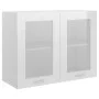 Hanging glass and wood cabinet, glossy white engineering by vidaXL, Kitchen cabinets - Ref: Foro24-802534, Price: 85,41 €, Di...