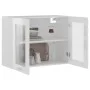 Hanging glass and wood cabinet, glossy white engineering by vidaXL, Kitchen cabinets - Ref: Foro24-802534, Price: 85,41 €, Di...