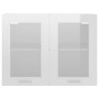 Hanging glass and wood cabinet, glossy white engineering by vidaXL, Kitchen cabinets - Ref: Foro24-802534, Price: 85,41 €, Di...