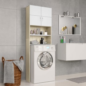 Armario para lavadora blanco y roble Sonoma 64x25,5x190 cm von , Zubehör für Waschmaschinen und Trockner - Ref: Foro24-800032...