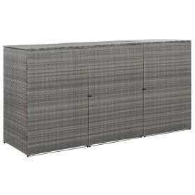 Cobertizo triple cubo basura ratán PE antracita 229x78x120 cm von , Halterungen für Abfallbehälter - Ref: Foro24-46735, Preis...