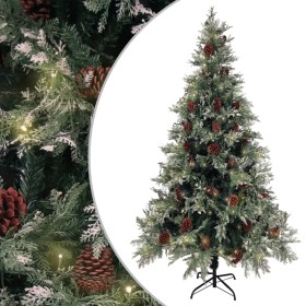 Árbol de Navidad con luces y piñas PVC PE verde y blanco 195 cm von , Weihnachtsbäume - Ref: Foro24-3094565, Preis: 178,18 €,...
