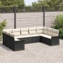 Conjunto de sofá de jardín con cojín 9 pcs Negro Poliratán