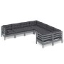 Gartenmöbel 8-teilig und graue Kissen aus massivem Kiefernholz von vidaXL, Gartensets - Ref: Foro24-3096973, Preis: 666,89 €,...