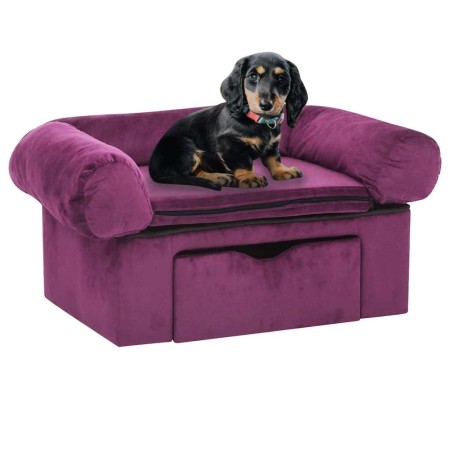 Sofá para perros con cajón felpa borgoña 75x50x38 cm by , Beds for dogs - Ref: Foro24-171081, Price: 112,08 €, Discount: %