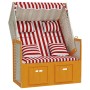Silla Strandkorb con cojines ratán sintético madera rojo blanco by , Loungers - Ref: Foro24-318665, Price: 320,57 €, Discount: %