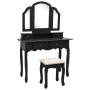 Set de tocador y taburete madera paulownia negro 100x40x146 cm de , Tocadores para dormitorios - Ref: Foro24-289324, Precio: ...