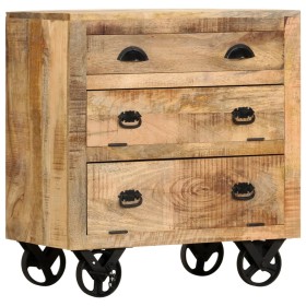 Aparador con ruedas de madera maciza de mango 70x40x75 cm by , Drawers - Ref: Foro24-285829, Price: 218,43 €, Discount: %
