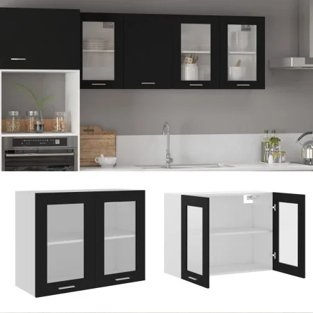 Hängender Küchenschrank aus schwarzem Sperrholz, 80 x 31 x 60 cm von vidaXL, Küchenschränke - Ref: Foro24-802530, Preis: 72,8...