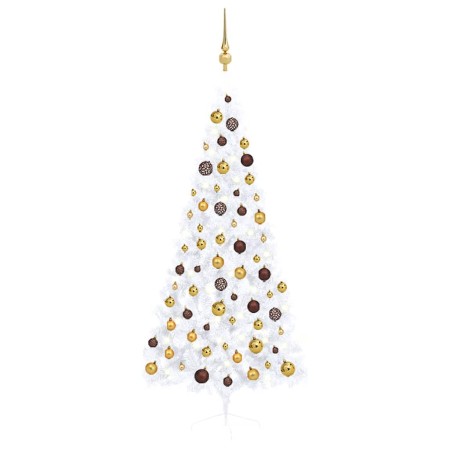 Medio árbol de Navidad con luces y bolas blanco 180 cm by , Christmas trees - Ref: Foro24-3077484, Price: 65,51 €, Discount: %