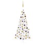 Medio árbol de Navidad con luces y bolas blanco 180 cm de , Arboles de navidad - Ref: Foro24-3077484, Precio: 63,30 €